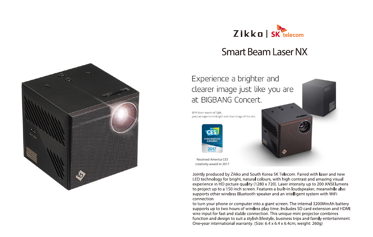 Zikko Smart Beam Laser Nx Mini Projector Rack85